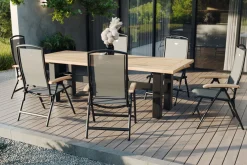Best Yasmani Garten-Essgruppe mit 6 Sesseln, xerix/anthrazit, Alu/Textilene, ausziehbar & klappbar, pflegeleicht, witterungsbeständig Garten-Essgruppen|Aluminium-Gartenmöbel