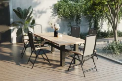 Best Yasmani Garten-Essgruppe mit 6 Sesseln, xerix/anthrazit, Alu/Textilene, ausziehbar & klappbar, pflegeleicht, witterungsbeständig Garten-Essgruppen|Aluminium-Gartenmöbel