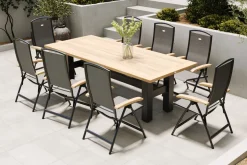 Hot Yasmani Garten-Essgruppe mit 8 Sesseln, xerix/anthrazit, Alu/Textilene, ausziehbar & klappbar, pflegeleicht, witterungsbeständig Garten-Essgruppen|Aluminium-Gartenmöbel