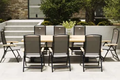 Hot Yasmani Garten-Essgruppe mit 8 Sesseln, xerix/anthrazit, Alu/Textilene, ausziehbar & klappbar, pflegeleicht, witterungsbeständig Garten-Essgruppen|Aluminium-Gartenmöbel