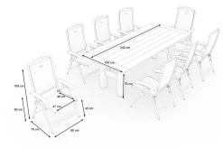 Hot Yasmani Garten-Essgruppe mit 8 Sesseln, xerix/anthrazit, Alu/Textilene, ausziehbar & klappbar, pflegeleicht, witterungsbeständig Garten-Essgruppen|Aluminium-Gartenmöbel