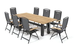 Hot Yasmani Garten-Essgruppe mit 8 Sesseln, xerix/anthrazit, Alu/Textilene, ausziehbar & klappbar, pflegeleicht, witterungsbeständig Garten-Essgruppen|Aluminium-Gartenmöbel
