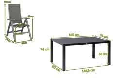 Online Altura Garten-Essgruppe, anthrazit, Alu/Spraystone/Textil, 160 x 95 cm, 4 Klappstühle Garten-Essgruppen|Aluminium-Gartenmöbel