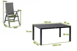 Online Altura Garten-Essgruppe, anthrazit, Alu/Spraystone/Textil, 160 x 95 cm, 4 Klappstühle Garten-Essgruppen|Aluminium-Gartenmöbel