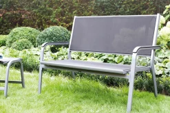 Outlet BasicPlus 2er-Bank, silber/anthrazit, Alu/Textilene, 140x65cm, 0301211-0000 Gartenbänke & Gartensofas