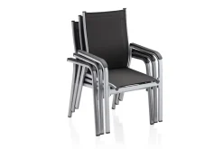 BasicPlus 4er-Set Stapelsessel, silber/anthrazit, 0301205-0000 Aluminium-Gartenmöbel|Gartenstühle & Gartensessel