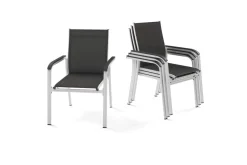 BasicPlus 4er-Set Stapelsessel, silber/anthrazit, 0301205-0000 Aluminium-Gartenmöbel|Gartenstühle & Gartensessel