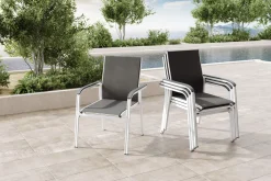 BasicPlus 4er-Set Stapelsessel, silber/anthrazit, 0301205-0000 Aluminium-Gartenmöbel|Gartenstühle & Gartensessel