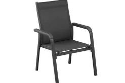 Discount Basic Plus Garten-Essgruppe, anthrazit/anthrazit, Alu/Textilene, 180/240x90cm, 4 Stapel-, 2 Klappstühle Garten-Essgruppen|Aluminium-Gartenmöbel
