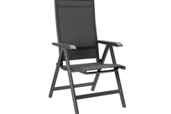 Discount Basic Plus Garten-Essgruppe, anthrazit/anthrazit, Alu/Textilene, 180/240x90cm, 4 Stapel-, 2 Klappstühle Garten-Essgruppen|Aluminium-Gartenmöbel