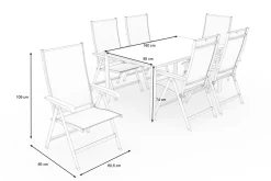 Outlet BasicPlus Garten-Essgruppe, anthrazit, Alu/Spraystone/Textil, 160 x 95 cm, 6 Klappstühle Garten-Essgruppen