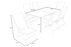 New BasicPlus Garten-Essgruppe, 6 Personen, ausziehbar, 180-240cm, Alu/Textilene, Klappstühle Garten-Essgruppen