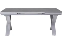 Outlet BasicPlus Garten-Essgruppe, silber / anthrazit, Alu / Spraystone / Textil, Tisch 180/280x100cm, 8 Klappstühle Garten-Essgruppen
