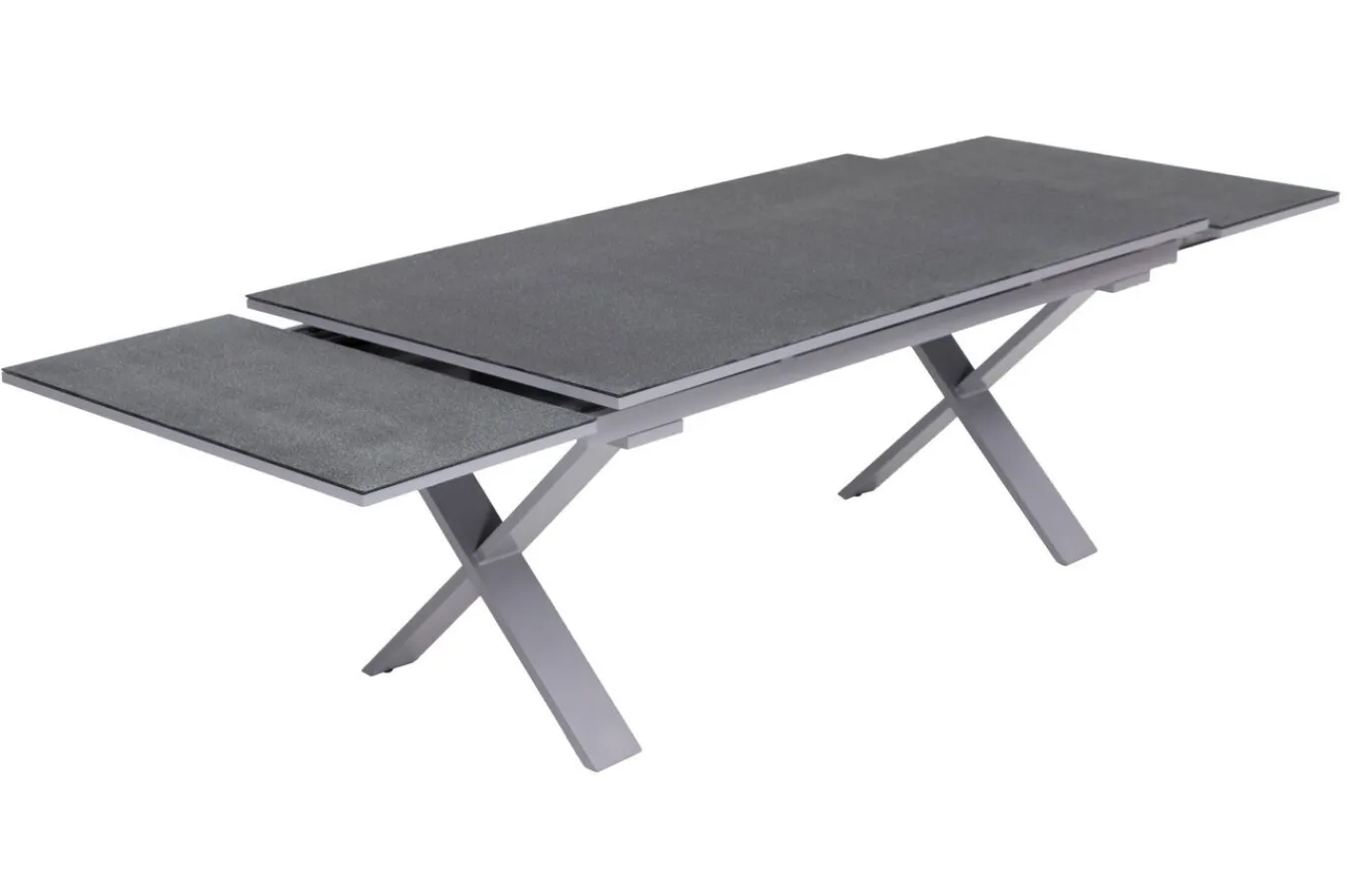 Best BasicPlus Garten-Essgruppe, silber / anthrazit, Alu / Spraystone / Textil, Tisch 180/280x100cm, 10 Klappstühle Garten-Essgruppen