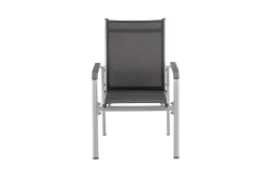Discount BasicPlus Garten-Essgruppe, silber/anthrazit, Alu/Spraystone/Textil, 160x95 cm, 6 Stapelsessel Garten-Essgruppen