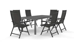 Sale BasicPlus Garten-Essgruppe, 6 Personen, ausziehbarer Tisch 180–240 cm, Aluminium/Textilene Garten-Essgruppen|Aluminium-Gartenmöbel