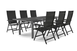 Sale BasicPlus Garten-Essgruppe, 6 Personen, ausziehbarer Tisch 180–240 cm, Aluminium/Textilene Garten-Essgruppen|Aluminium-Gartenmöbel