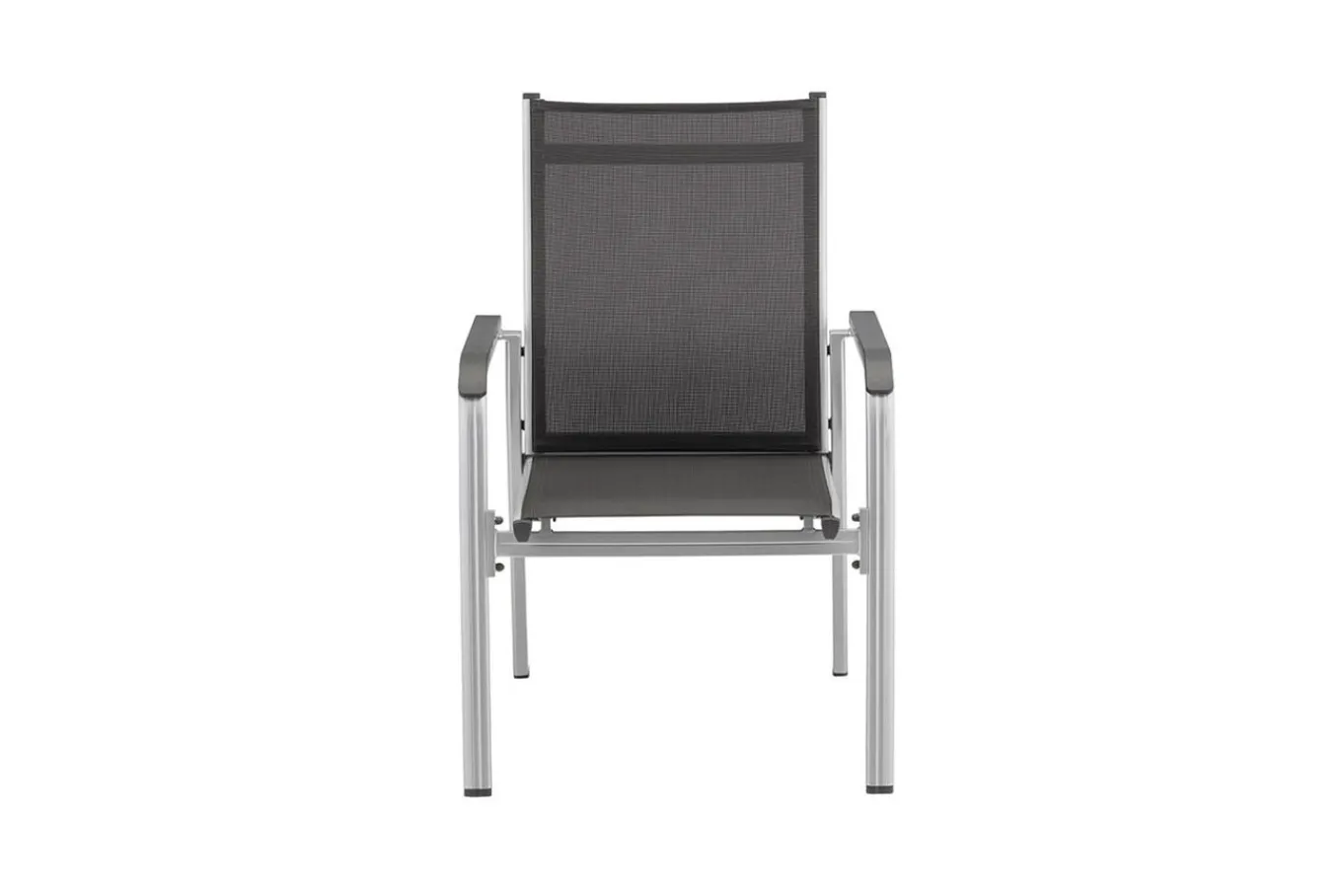 Best BasicPlus Garten-Essgruppe, silber / anthrazit, Alu / Spraystone / Textil, Tisch 180/280x100cm, 8 Stapelsessel Garten-Essgruppen