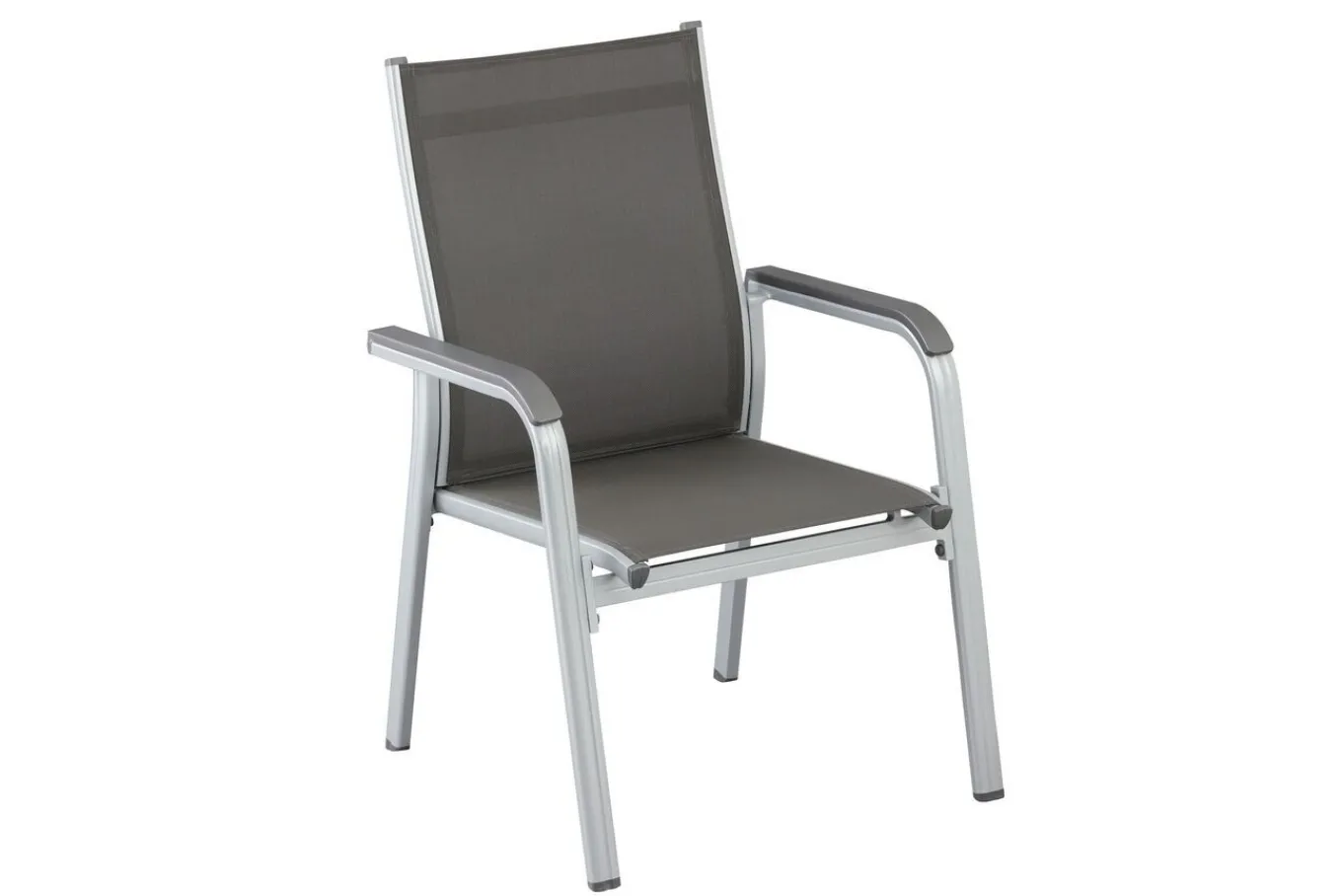 Best BasicPlus Garten-Essgruppe, silber / anthrazit, Alu / Spraystone / Textil, Tisch 180/280x100cm, 8 Stapelsessel Garten-Essgruppen