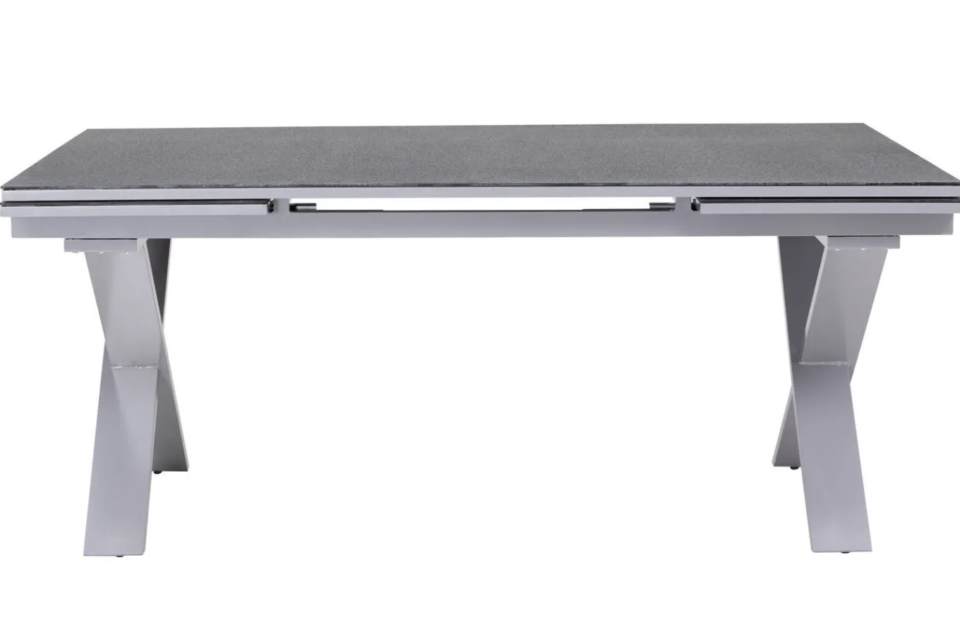 Best BasicPlus Garten-Essgruppe, silber / anthrazit, Alu / Spraystone / Textil, Tisch 180/280x100cm, 8 Stapelsessel Garten-Essgruppen