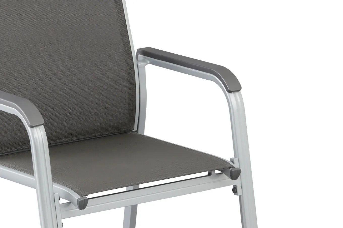 Best BasicPlus Garten-Essgruppe, silber / anthrazit, Alu / Spraystone / Textil, Tisch 180/280x100cm, 8 Stapelsessel Garten-Essgruppen