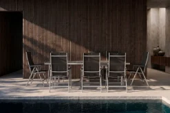 Best BasicPlus Garten-Essgruppe, 8 Personen, ausziehbar, 180-240cm, Alu/Textilene, Klappstühle Garten-Essgruppen|Aluminium-Gartenmöbel