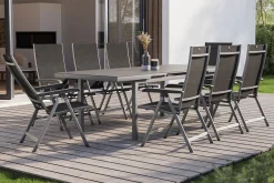Best BasicPlus Garten-Essgruppe, 8 Personen, ausziehbar, 180-240cm, Alu/Textilene, Klappstühle Garten-Essgruppen|Aluminium-Gartenmöbel