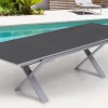 Hot BasicPlus Garten-Essgruppe, silber / anthrazit, Alu / Spraystone / Textil, Tisch 180/280x100cm, 6 Stapelsessel Garten-Essgruppen