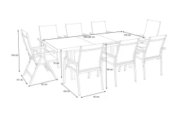 Online BasicPlus Garten-Essgruppe, 8 Personen, ausziehbar, 180-240cm, Alu/Textilene Garten-Essgruppen