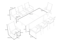 Outlet BasicPlus Garten-Essgruppe, silber, Alu/Textilene, Tisch 180/240x100cm, 6 Stapel-, 2 Klappstühle Garten-Essgruppen