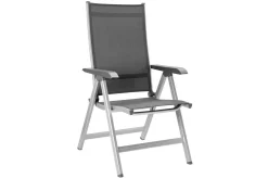 Clearance BasicPlus Garten-Essgruppe, silber/anthrazit, Alu/Spraystone/Textil, 160 x 95 cm, inkl. 6 Klappstühle Garten-Essgruppen|Aluminium-Gartenmöbel