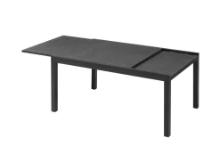 Sale BasicPlus Garten-Essgruppe, anthrazit/schwarz, Alu/Textilene/Spraystone-Glas, Tisch 160/260 x 100 cm, 6 Klappstühle Garten-Essgruppen