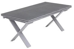Sale BasicPlus Garten-Essgruppe, silber / anthrazit, Alu / Spraystone / Textil, Tisch 180/280x100cm, 6 Klappstühle Garten-Essgruppen