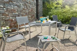 Hot BasicPlus Hocker, silber/anthrazit, Alu/Textilene, 0301203-0000 Gartenstühle & Gartensessel