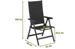 Clearance BasicPlus PaddedKlappstuhl, anthrazit, Alu/Textilene, 0301201-9400, verstellbare Rückenlehne Aluminium-Gartenmöbel|Gartenstühle & Gartensessel