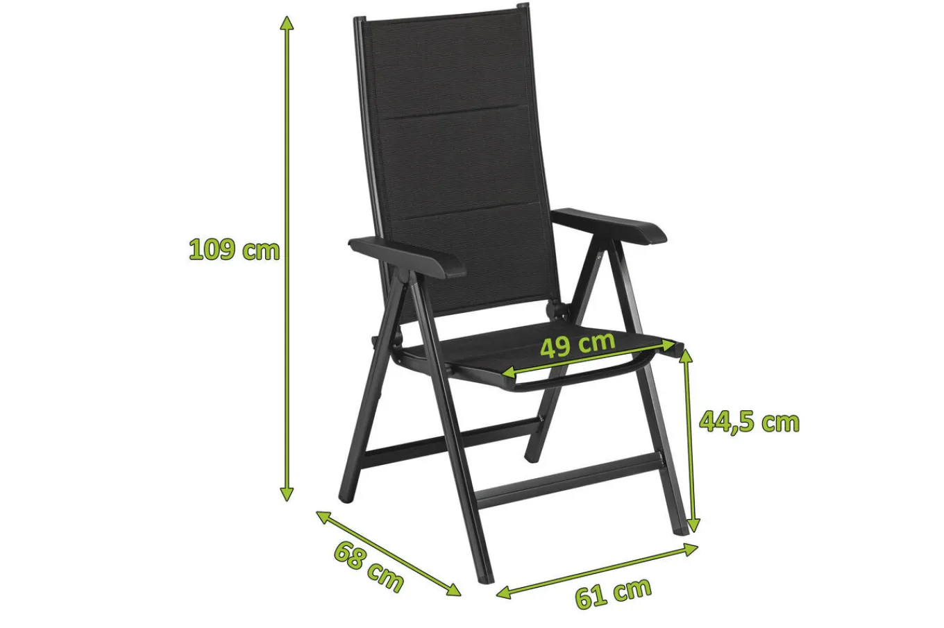 Clearance BasicPlus PaddedKlappstuhl, anthrazit, Alu/Textilene, 0301201-9400, verstellbare Rückenlehne Aluminium-Gartenmöbel|Gartenstühle & Gartensessel