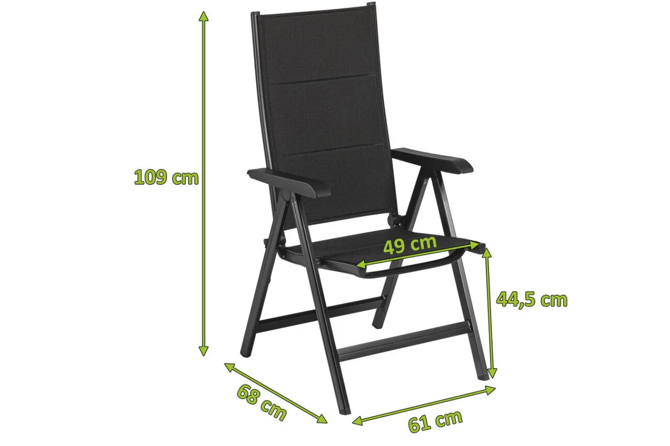 Clearance BasicPlus PaddedKlappstuhl, anthrazit, Alu/Textilene, 0301201-9400, verstellbare Rückenlehne Aluminium-Gartenmöbel|Gartenstühle & Gartensessel