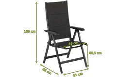 Clearance BasicPlus PaddedKlappstuhl, anthrazit, Alu/Textilene, 0301201-9400, verstellbare Rückenlehne Aluminium-Gartenmöbel|Gartenstühle & Gartensessel