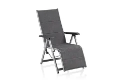 Online BASIC PLUS Padded Relaxsessel, silber/anthrazit meliert, Alu/Outdoorgewebe, klappbar, robust, 0301216-9000 Aluminium-Gartenmöbel|Gartenstühle & Gartensessel