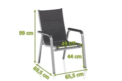 Clearance BasicPlus PaddedStapelsessel, silber/anthrazit, Alu/Textilene, 0301202-9000, stapelbar Aluminium-Gartenmöbel|Gartenstühle & Gartensessel