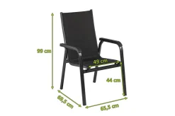 Hot BasicPlus PaddedStapelsessel, anthrazit, Alu/Textilene, 0301202-9400, stapelbar Aluminium-Gartenmöbel|Gartenstühle & Gartensessel