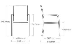 Online Basic PlusPremium, anthrazit/lakritz, Alu/Outdoorgewebe, 4x Stapelsessel (0102405-7000) Garten-Essgruppen
