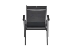 Discount BasicPlus Premium Garten-Essgruppe, anthrazit, Alu/Spraystone, Tisch 160x95 cm, 4 Stapelsessel Garten-Essgruppen|Aluminium-Gartenmöbel