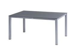 Best BasicPlus Premium Garten-Essgruppe, silber, Alu/Spraystone, Tisch 160x95 cm, 4 Stapelsessel Garten-Essgruppen