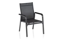 Clearance BasicPlus Premium Garten-Essgruppe, anthr., Alu/Spraystone, Tisch 180/280 cm, 10 Stapelsessel Garten-Essgruppen|Aluminium-Gartenmöbel