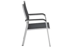 Sale BasicPlus Premium, silber/ lakritz, Alu/Outdoorgewebe, 4 Stapelsessel (0102405-0000) Garten-Essgruppen