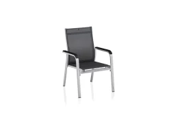 Sale Basic Plus Premium Stapelsessel, silber/lakritz, Alu/Outdoorgewebe, 0102405-0000 Gartenstühle & Gartensessel