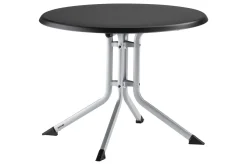 Outlet BasicPlus Pro Balkon-Set, silber/anthrazit, Aluminium/Textilene/KETTALUX, Tisch Ø 70 cm, klappbar, pflegeleicht Balkonmöbel-Set|Aluminium-Gartenmöbel