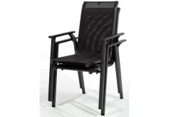Best BasicPlus Pro Balkon-Set, anthrazit, Aluminium/Textilene/KETTALUX, 80 x 80 cm, 2 Stapelstühle Balkonmöbel-Set