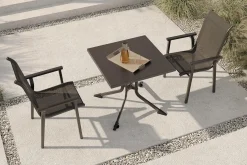 Best BasicPlus Pro Balkon-Set, anthrazit, Aluminium/Textilene/KETTALUX, 80 x 80 cm, 2 Stapelstühle Balkonmöbel-Set